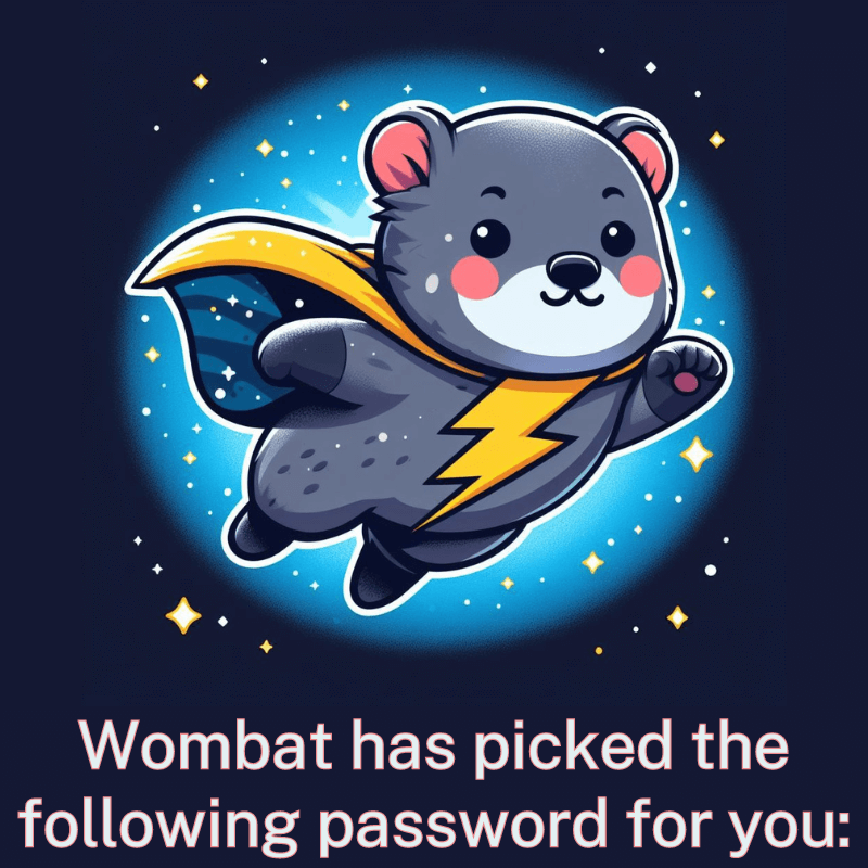 Picture of a cartoon style flying Wombat